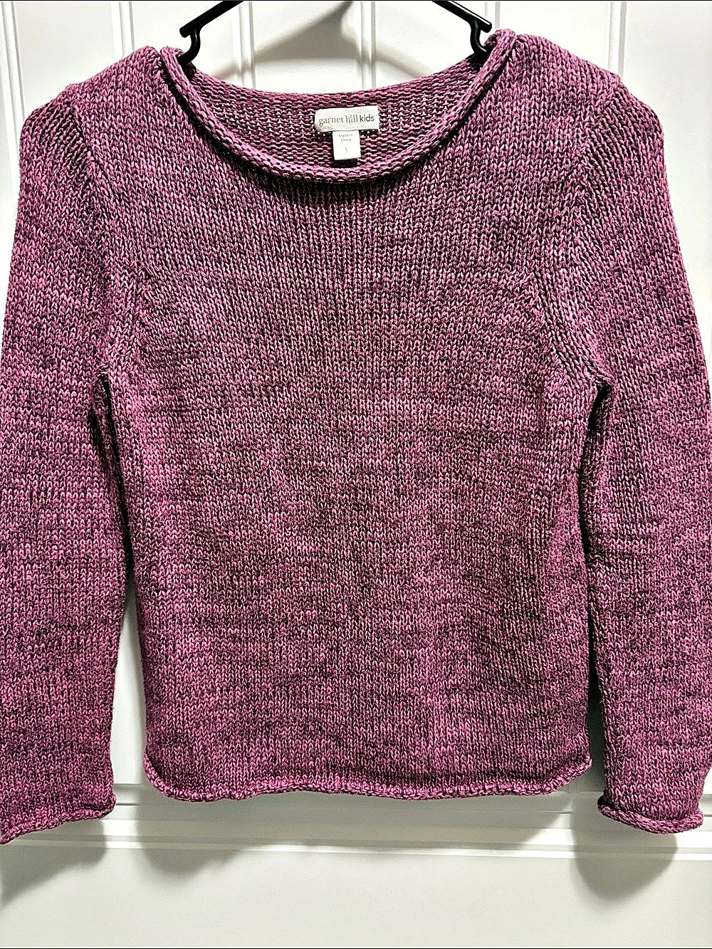 Garnet Hill Kids L Purple 100% Organic Cotton Knit Sweater